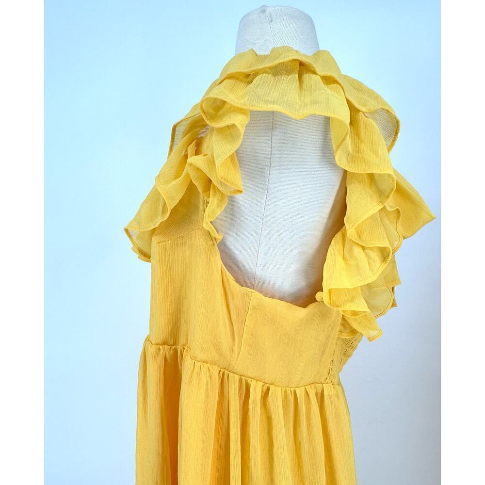 Elegant Yellow Ruffle Dress - Picture 4 of 9